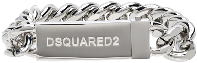 Shop Dsquared2 Silver Logo Bracelet In F124 Palladium
