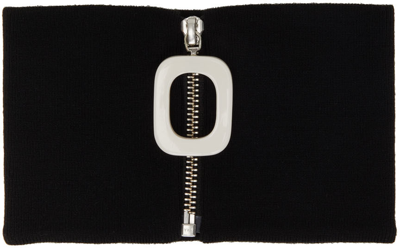 Shop Jw Anderson Black Knit Neckband Scarf In 999 Black