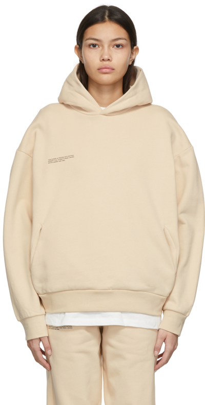 Pangaia Logo-print Organic-cotton Hoodie In Sand
