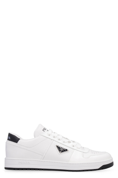 Shop Prada Downtown Logo Patch Lace In White