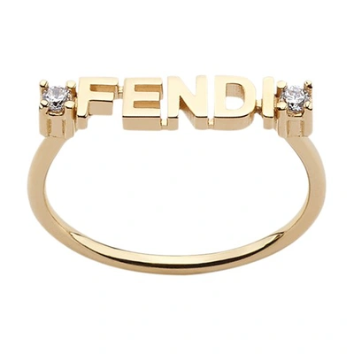 Shop Fendi Signature Ring In Or