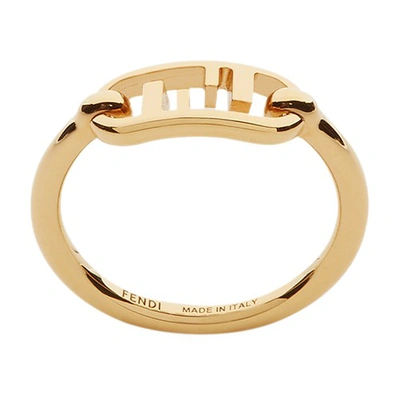 Fendi Gold Tone O'lock Ring | ModeSens
