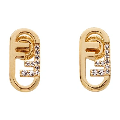 Shop Fendi O'lock Earrings In Or