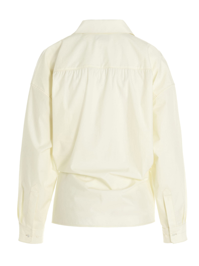 Shop Lemaire Officer Collar Twisted Shirt In Beige