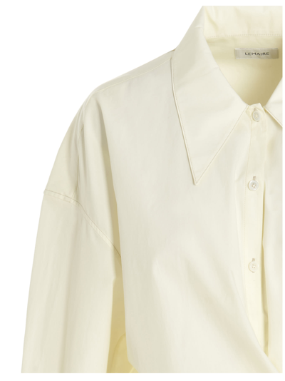 Shop Lemaire Officer Collar Twisted Shirt In Beige