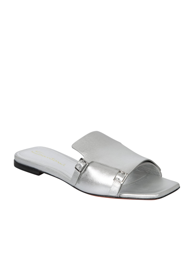 Santoni Double Buckle Sandals In Metallic