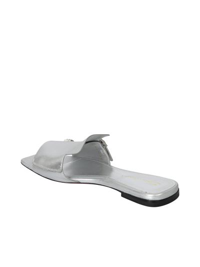Santoni Double Buckle Sandals In Metallic