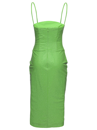 Shop Giuseppe Di Morabito Draped Lycra Dress With Rhinestones In Green
