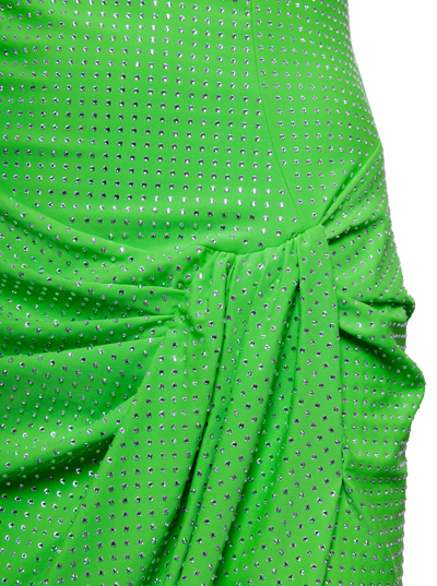 Shop Giuseppe Di Morabito Draped Lycra Dress With Rhinestones In Green