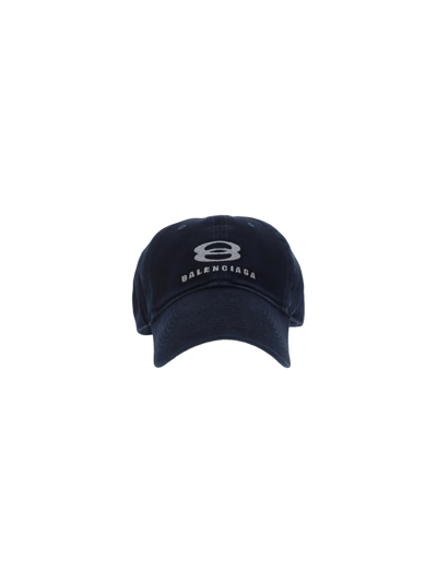 Shop Balenciaga Hat In Marine Blue/grey