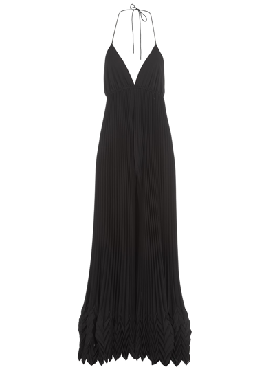 Shop Alice And Olivia Long Pleated Jumpsuit In Black