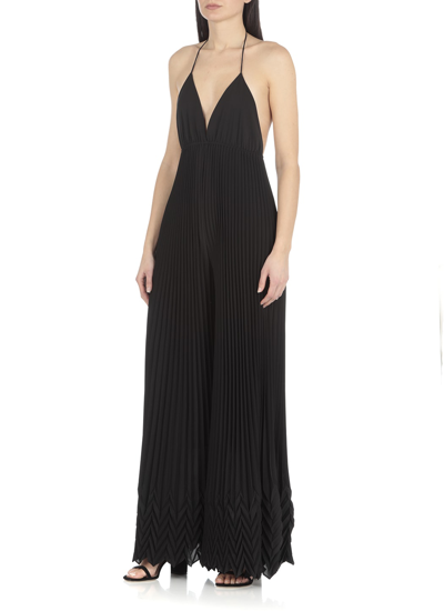 Shop Alice And Olivia Long Pleated Jumpsuit In Black