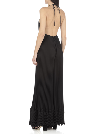 Shop Alice And Olivia Long Pleated Jumpsuit In Black