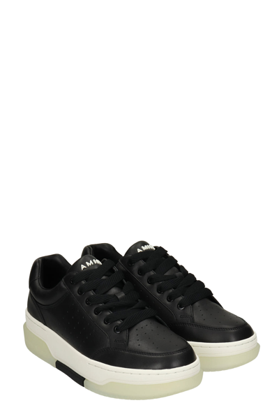 Shop Amiri Stadium Low Sneakers In Black Leather