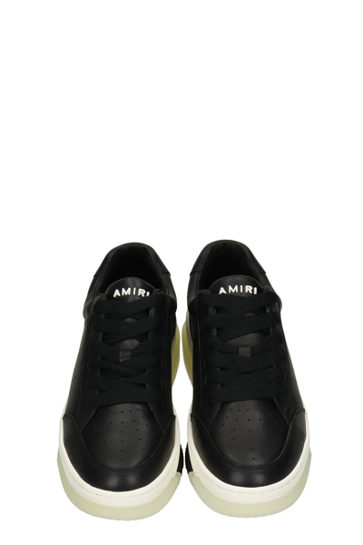 Shop Amiri Stadium Low Sneakers In Black Leather