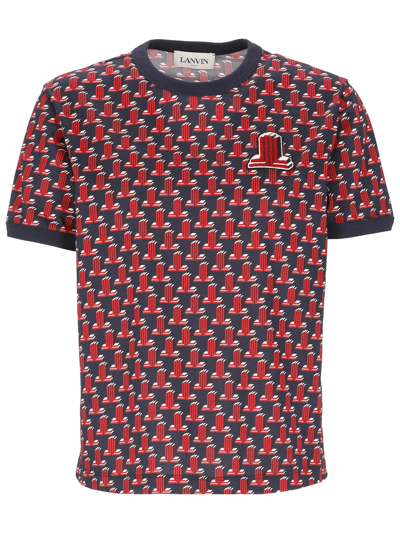 Shop Lanvin Monogram T-shirt In Bright Red/dark Blue