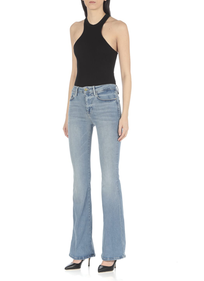 Shop Frame Le One Flare Jeans In Blue