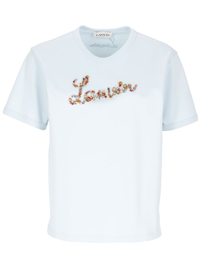 Shop Lanvin T-shirt With Logo In Sky Blue