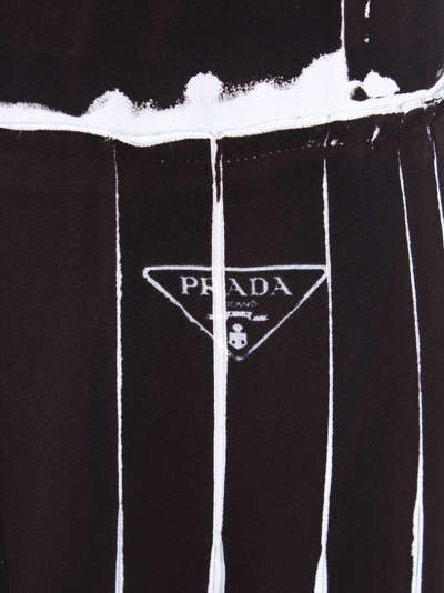 Shop Prada Striped Print Viscose Midi Dress In Black Star