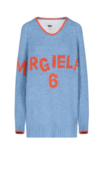 Shop Mm6 Maison Margiela Sweater In Light Blue