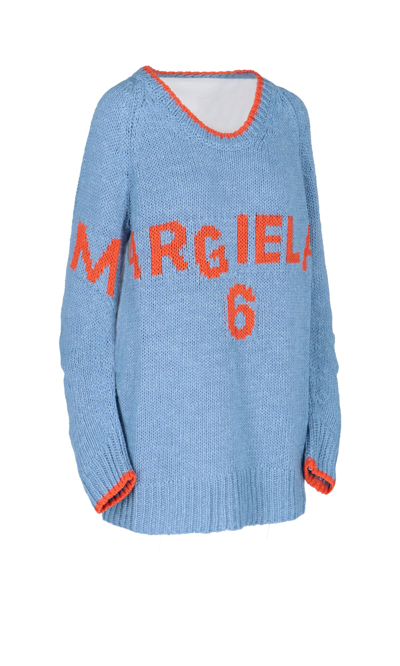 Shop Mm6 Maison Margiela Sweater In Light Blue