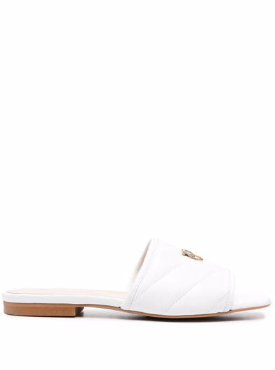 Shop Pinko Womans Molly White Leather Mules