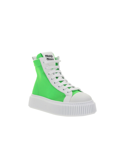 Shop Miu Miu Sneakers In Verde Fluo+bianco