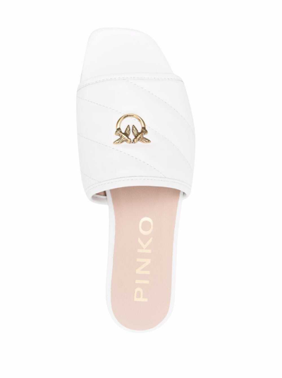 Shop Pinko Womans Molly White Leather Mules