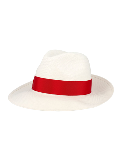 Shop Borsalino Giulietta Panama Fine Hat In White Red