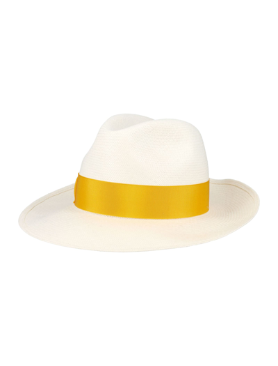 Shop Borsalino Giulietta Panama Fine Hat In White Yellow