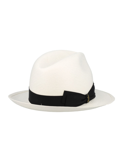 Shop Borsalino Monica Panama Fine Hat In White Black
