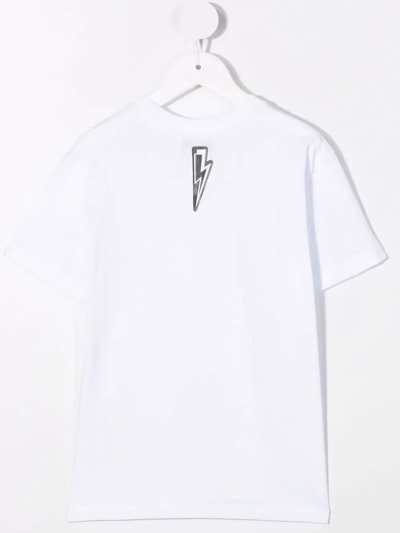 Shop Neil Barrett Kids White T-shirt With Logo And Print In Bianco