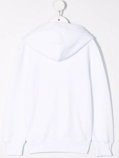 Shop Neil Barrett Kids White Hoodie With Logo And Print In Bianco