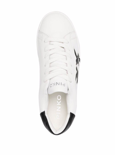 Shop Pinko Womans Leather Sneakers With Logo In White