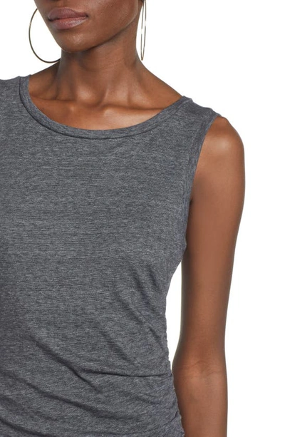 Shop Leith Ruched Body-con Sleeveless Dress In Grey Medium Charcoal Heather