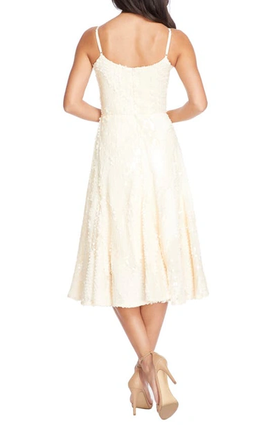 Shop Dress The Population Flora Sequin Fit & Flare Dress In Cream