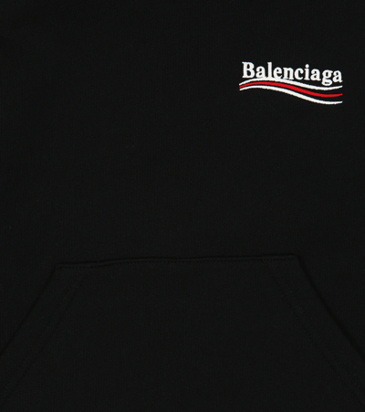 Shop Balenciaga Logo Cotton Hoodie In Black/white/red