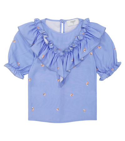 Shop Paade Mode Linley Ruffle-trimmed Top In Linley Blue