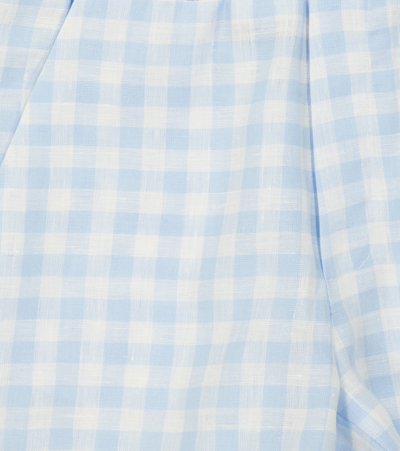 Paade Mode Picnic Checked Linen Shorts In Picnic Blue