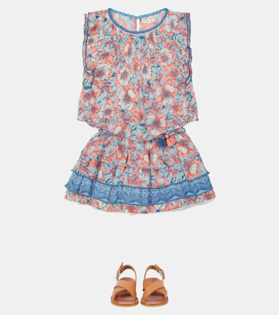 Poupette St Barth Amber Floral Blouse In Aqua Dalia