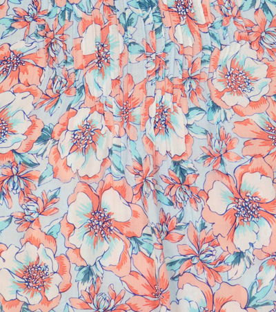 Poupette St Barth Amber Floral Blouse In Aqua Dalia