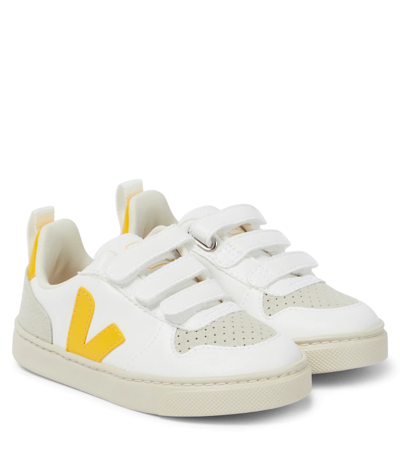 Shop Veja V-10 Faux Leather Sneakers In White Tonic