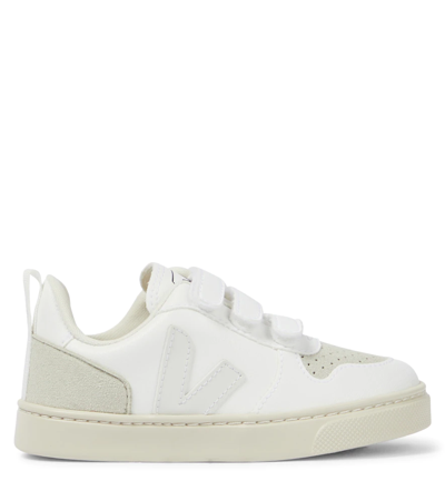 Shop Veja V-10 Faux Leather Sneakers In White Natural