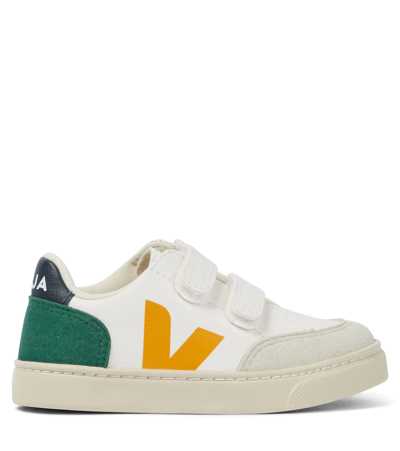 Shop Veja V-12 Leather Sneakers In Extra-white Multico-brittaby