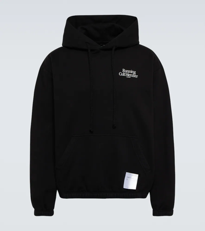Shop Satisfy Embroidered Cotton Hoodie In Black