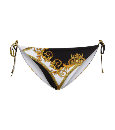 Shop Versace La Coupe Des Dieux Bikini Bottoms In Bianco+oro+nero