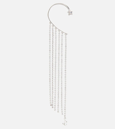 Jimmy Choo Crystal-embellished Single Ear Cuff In Silver/crystal