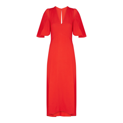 Shop Victoria Beckham Red Cut-out Crepe Midi Dress