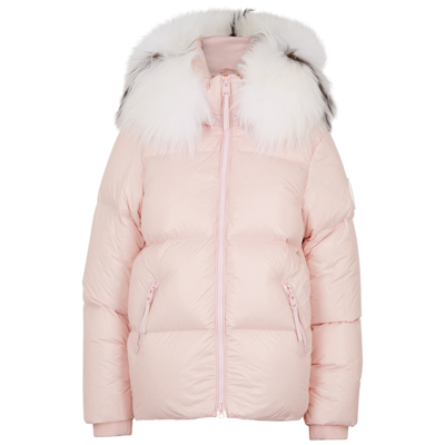 Shop Arctic Army Pink Fur-trimmed Quilted Shell Jacket