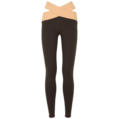 Shop Live The Process Orion Colour-blocked Stretch-jersey Leggings In Dark Brown